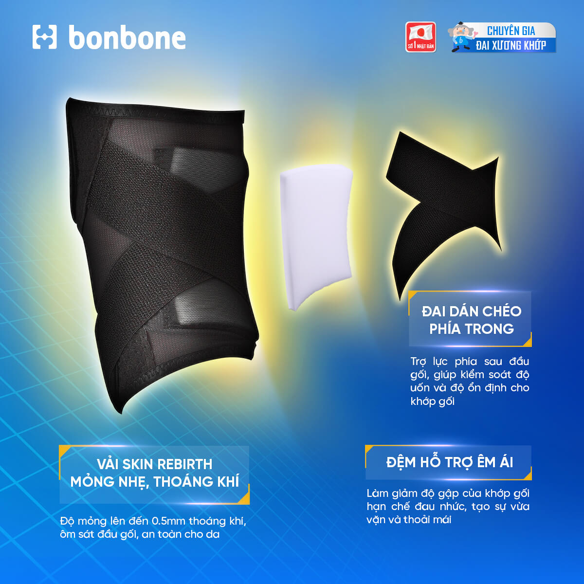 Đai bảo vệ khớp gối bonbone Thin PF