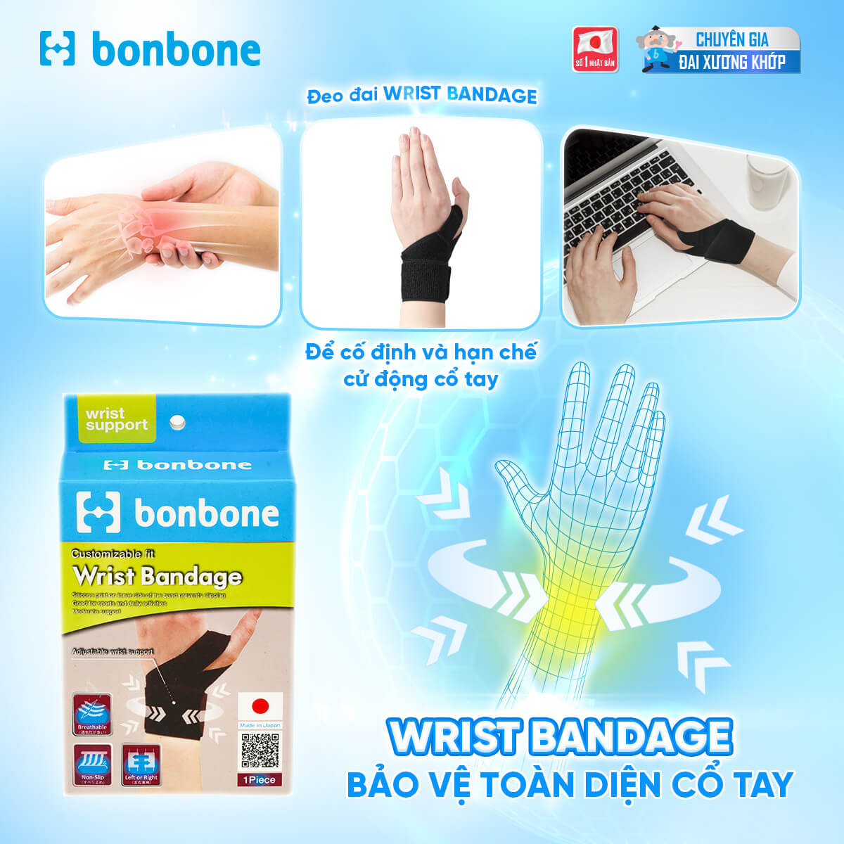 Hỗ trợ giảm đau và phục hồi sau chấn thương - ĐAI NẸP CỔ TAY TIÊU CHUẨN – STANDARD WRIST SUPPORTER 3