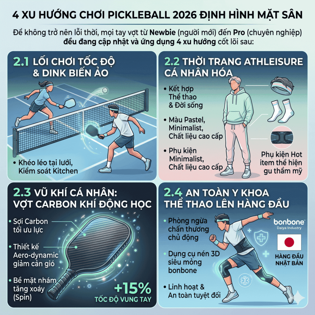 4 Xu hướng chơi Pickleball 2026 định hình mặt sân