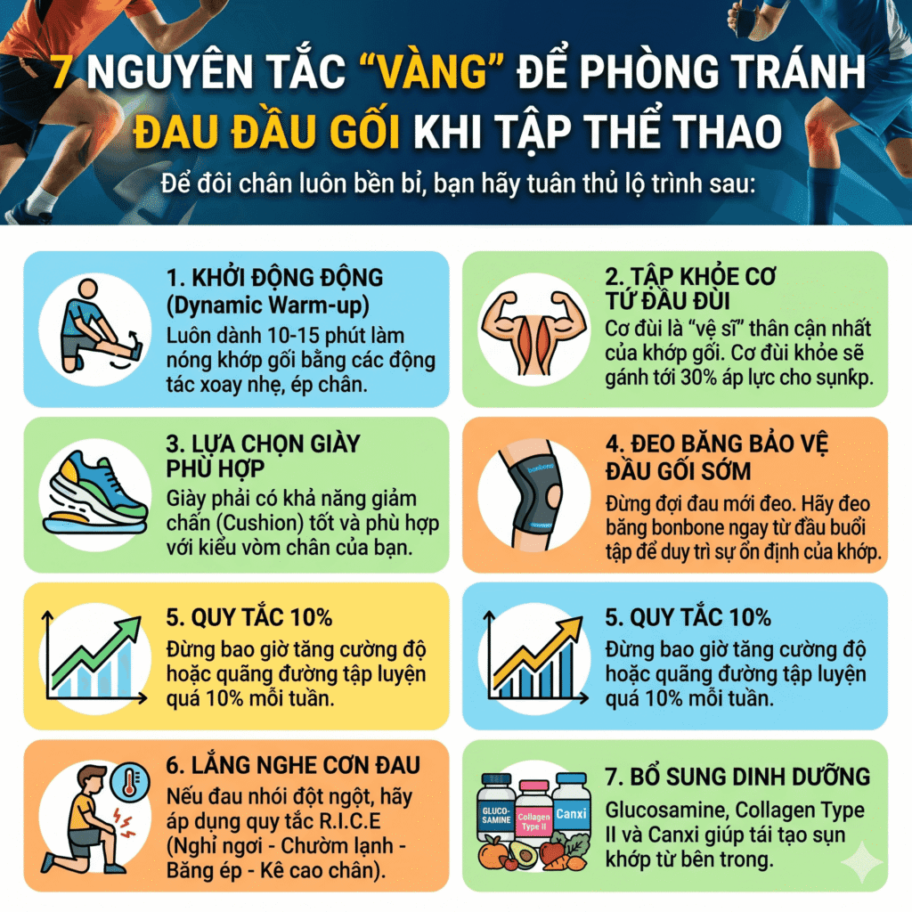 7 Nguyên tắc "vàng" để phòng tránh đau đầu gối khi tập thể thao