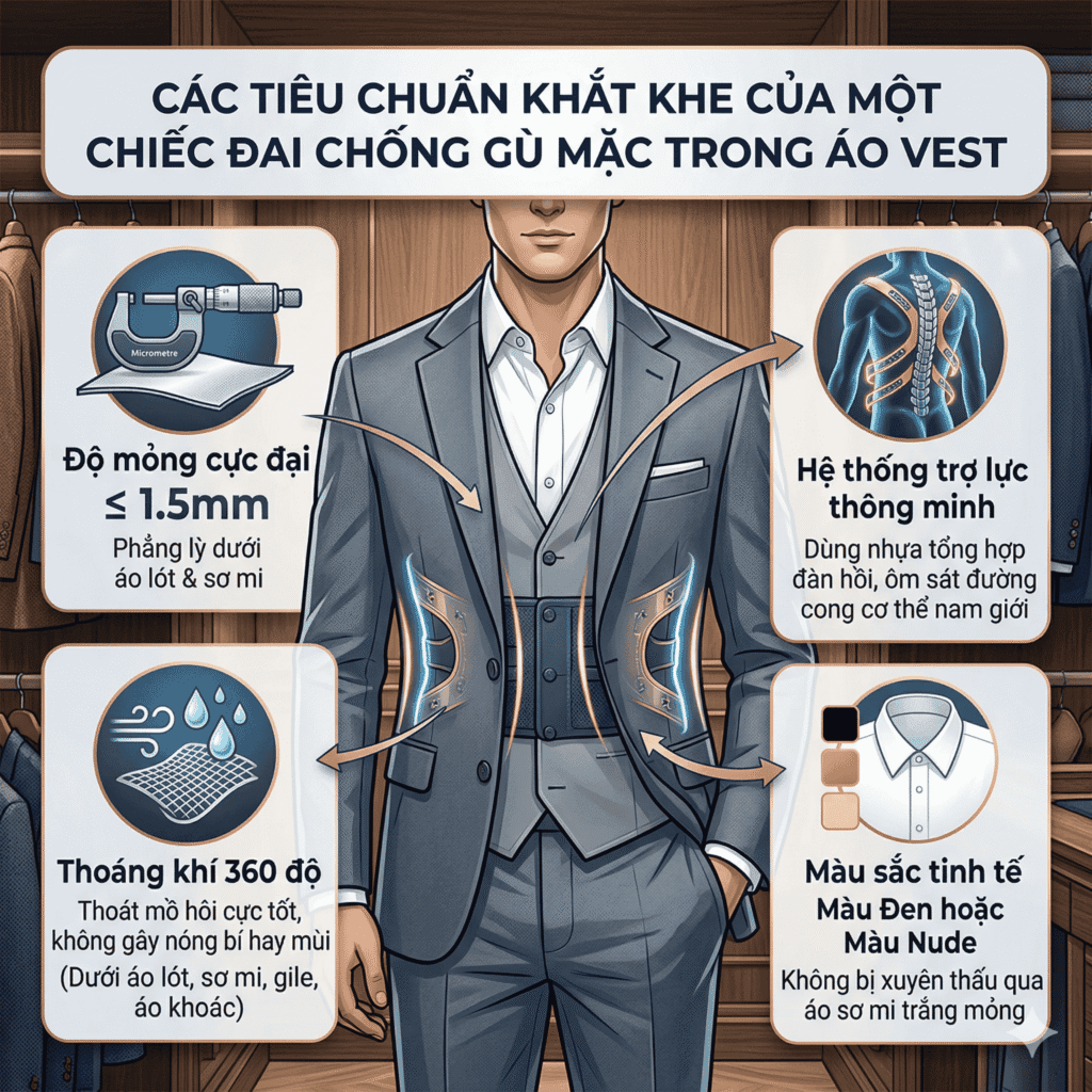 Các tiêu chuẩn khắt khe của một chiếc đai chống gù mặc trong áo Vest