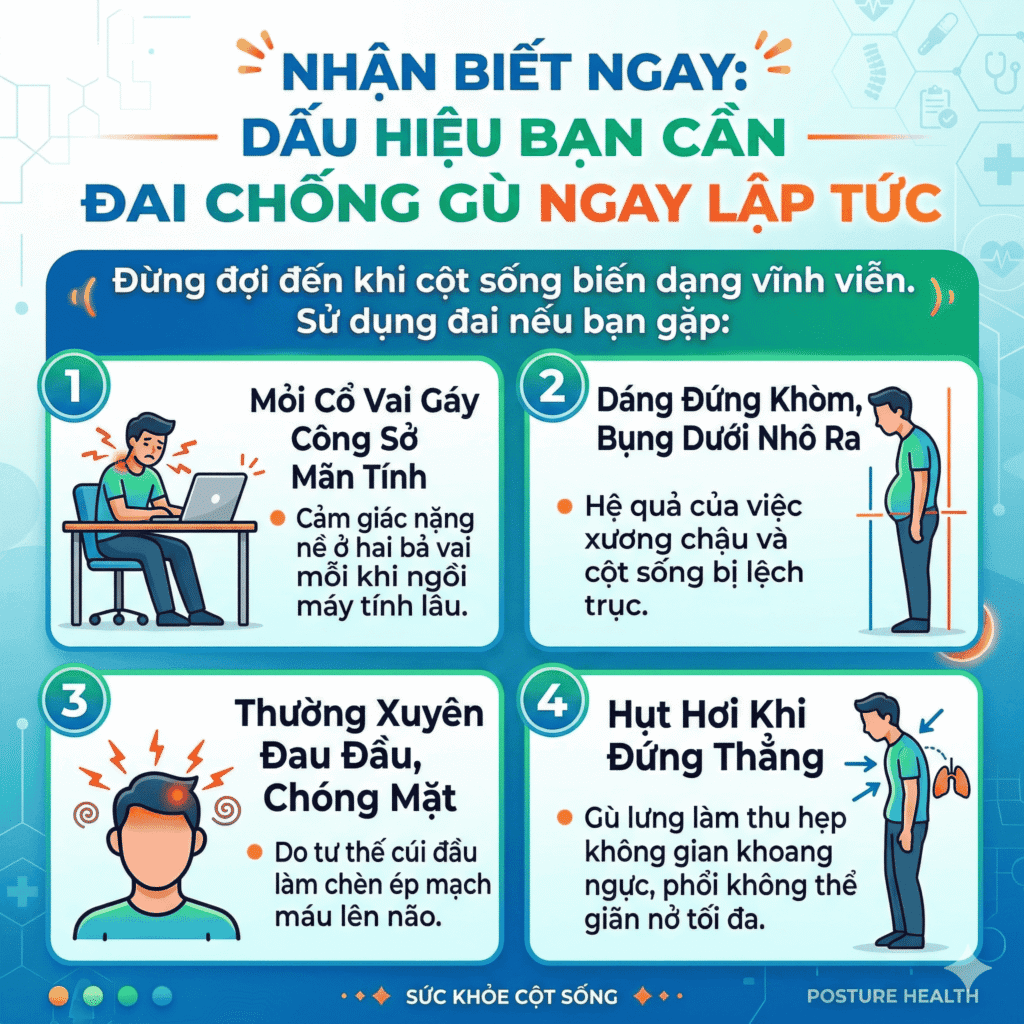 Các triệu chứng cho thấy bạn cần sử dụng đai chống gù ngay lập tức