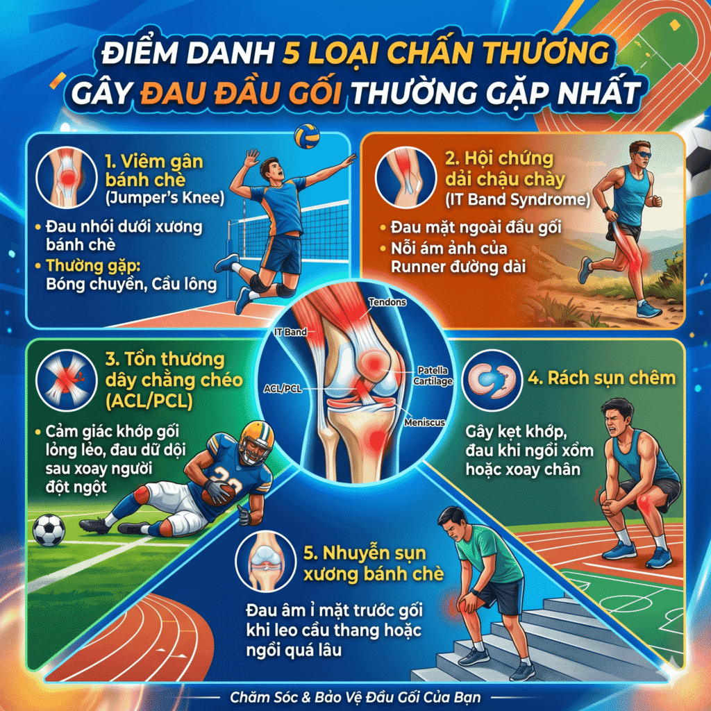 Điểm danh 5 loại chấn thương gây đau đầu gối thường gặp nhất