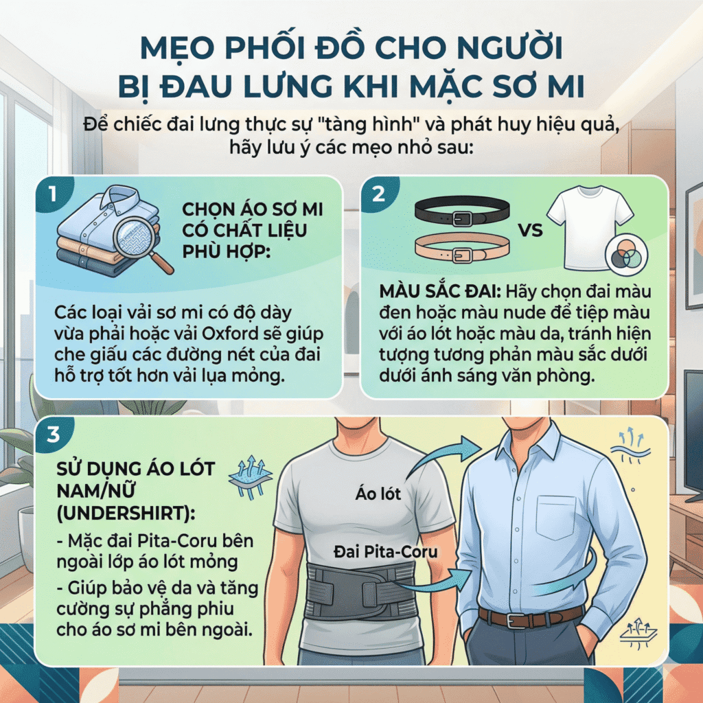 Mẹo phối đồ cho người bị đau lưng khi mặc sơ mi