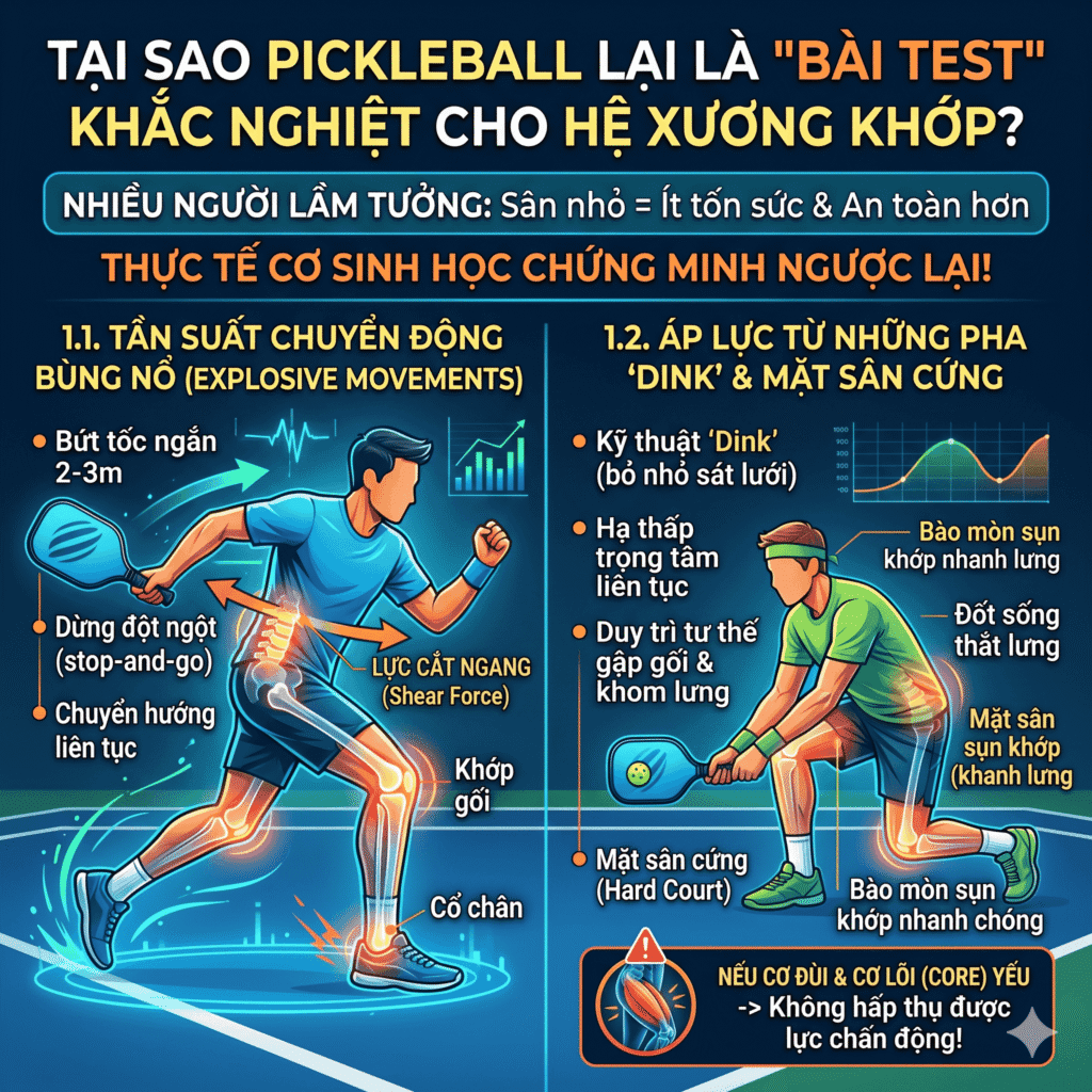Tại sao Pickleball lại là "bài test" khắc nghiệt cho hệ xương khớp?