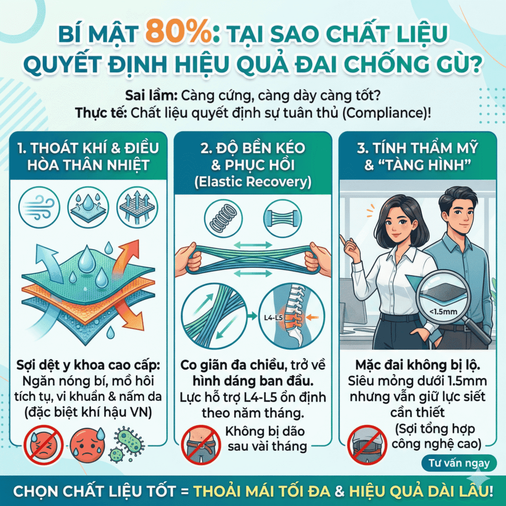 Tại sao chất liệu lại quyết định 80% hiệu quả của đai chống gù?
