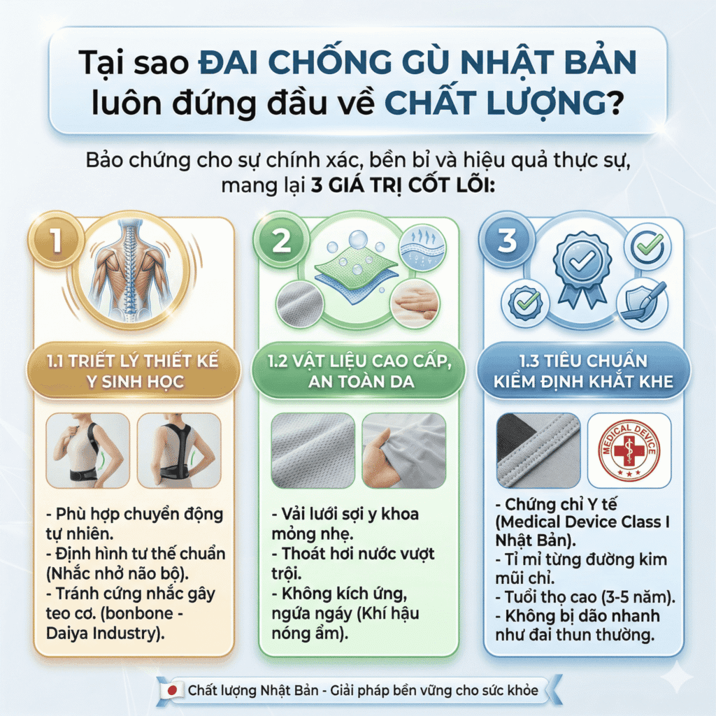 Tại sao đai chống gù Nhật Bản luôn đứng đầu về chất lượng?