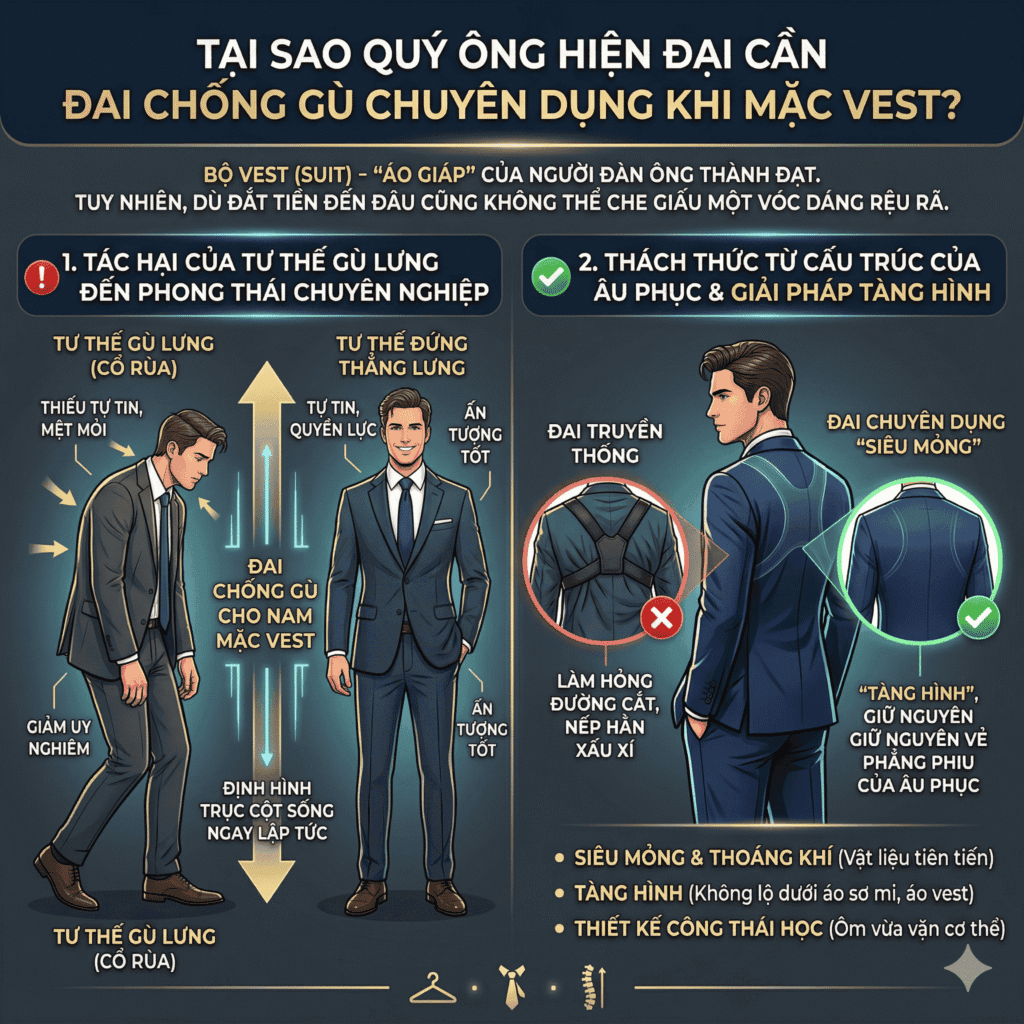 Tại sao quý ông hiện đại cần đai chống gù chuyên dụng khi mặc Vest?