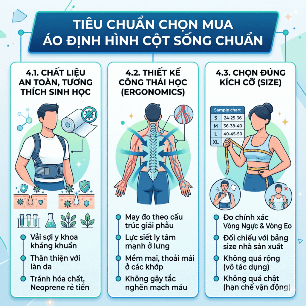 Tiêu chuẩn chọn mua áo định hình cột sống chuẩn