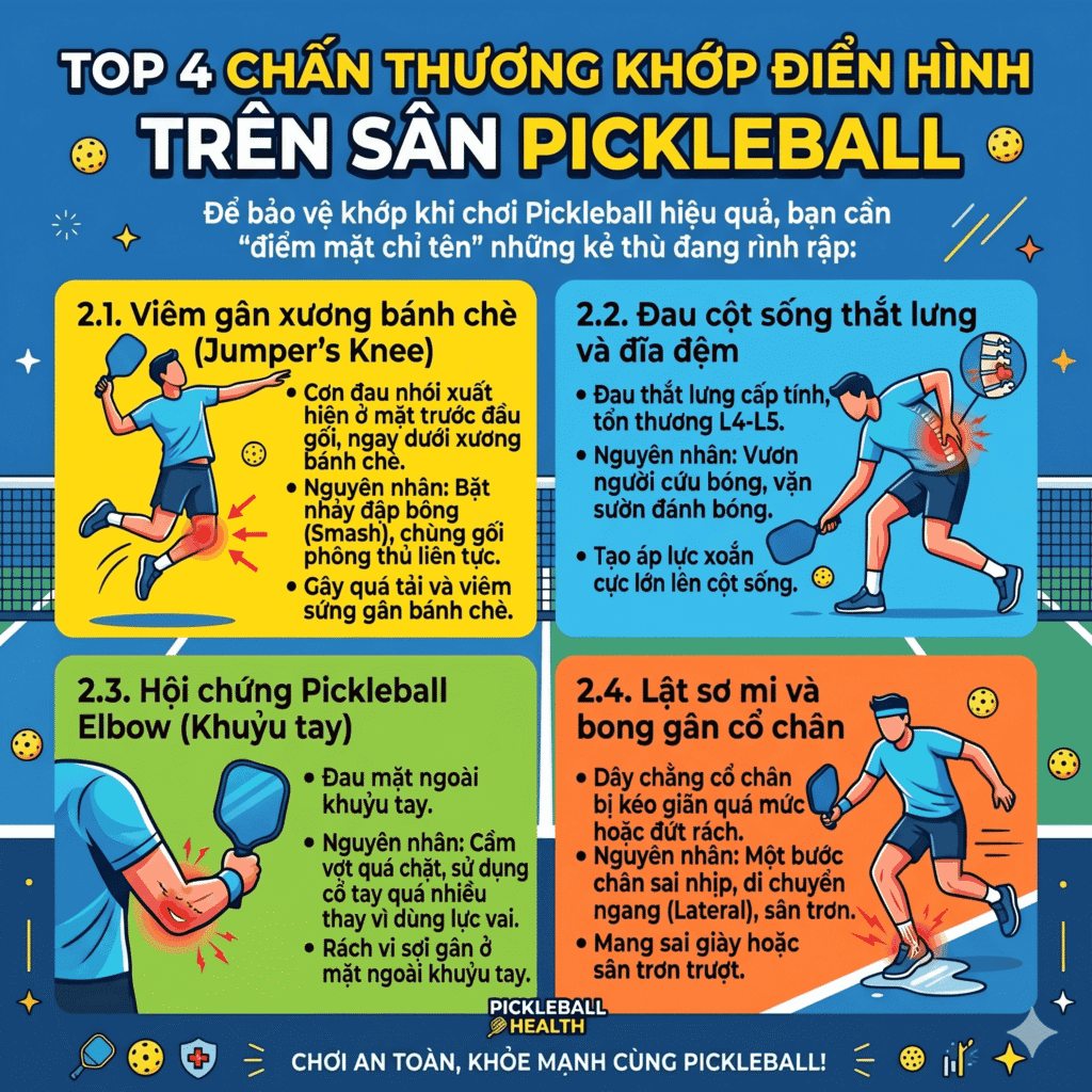 Top 4 chấn thương khớp điển hình trên sân Pickleball