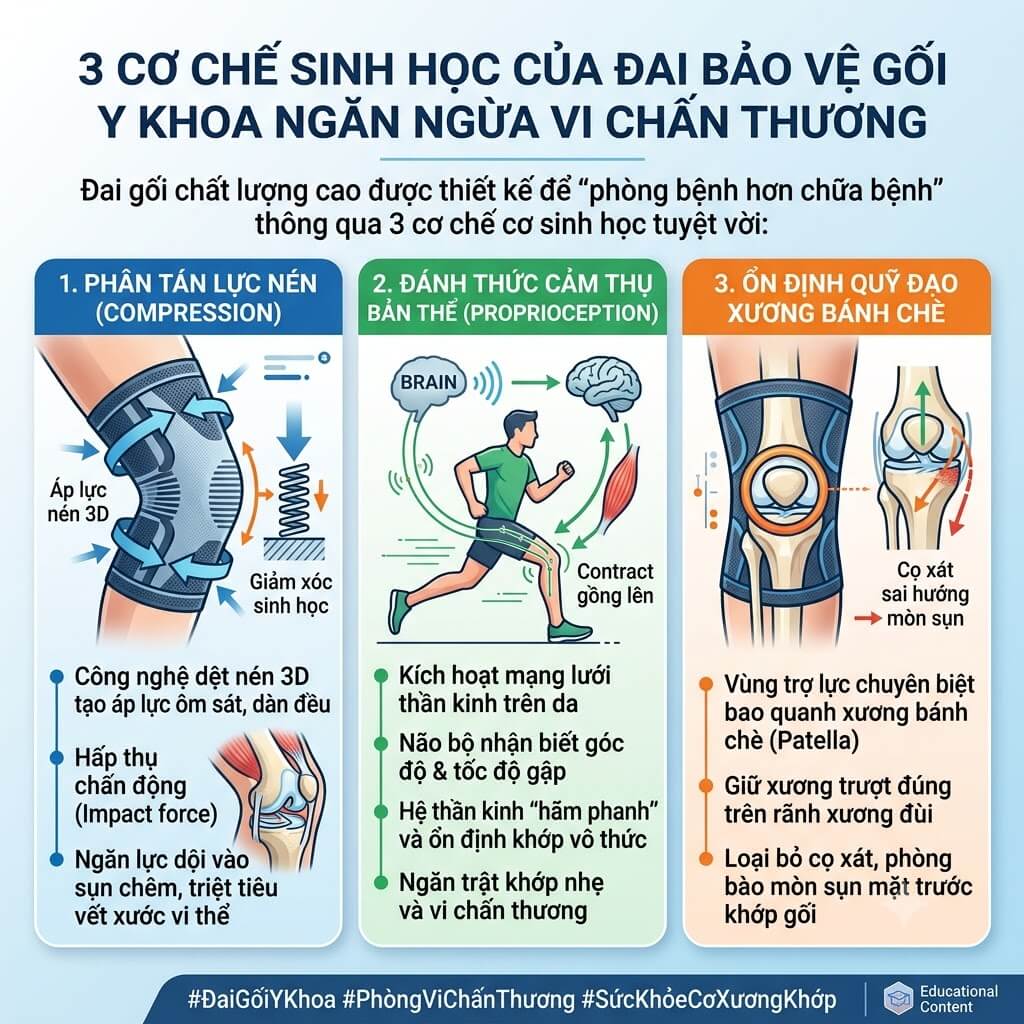 Đai bảo vệ gối tránh vi chấn thương hoạt động như thế nào?