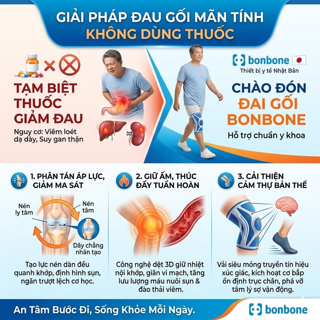 Đai gối bonbone cho người đau mãn tính giải quyết vấn đề gì?