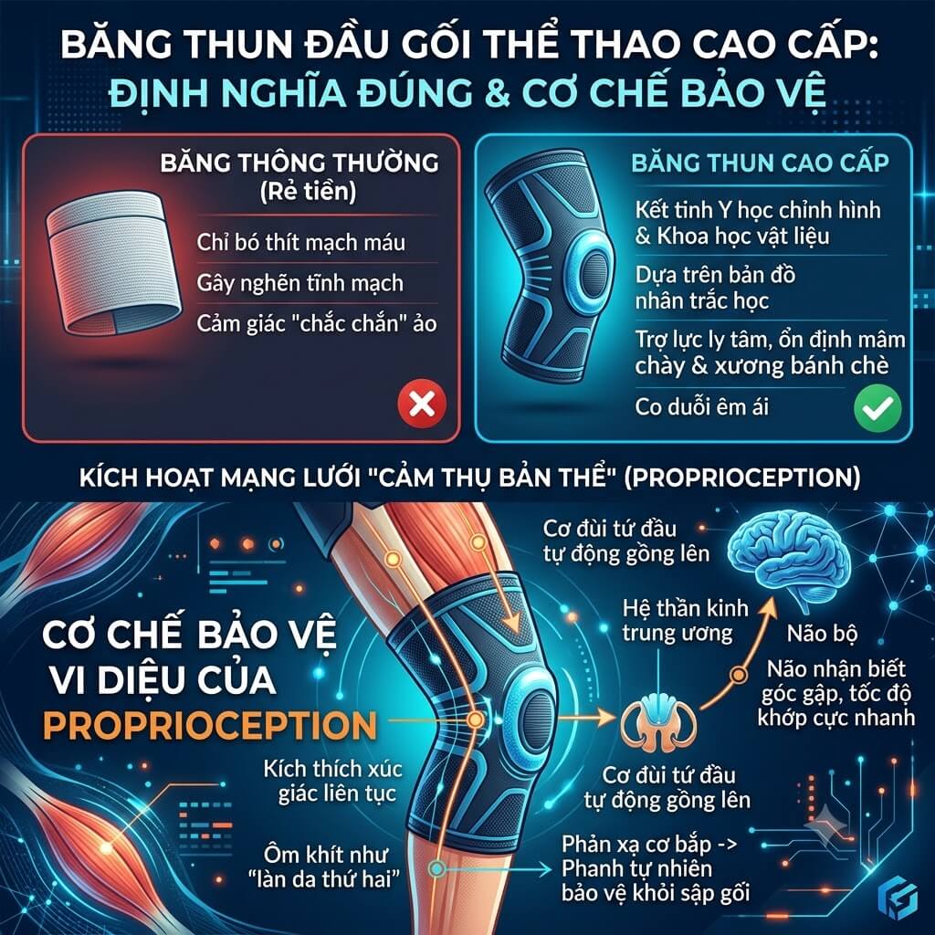 Định nghĩa đúng về "băng thun đầu gối thể thao cao cấp"