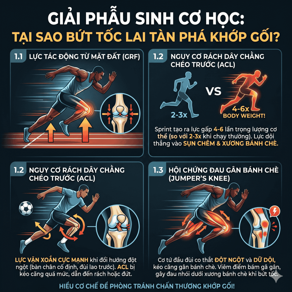 Giải phẫu sinh cơ học: Tại sao bứt tốc lại tàn phá khớp gối?Để biết cách phòng tránh, trước tiên chúng ta phải hiểu rõ "kẻ thù" đang hoạt động như thế nào. Khớp gối là một cấu trúc phức tạp, đón