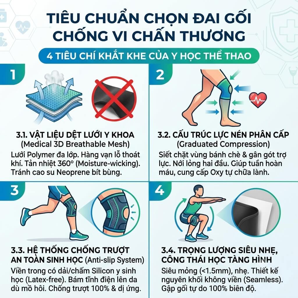 Tiêu chuẩn khi chọn đai gối chống vi chấn thương