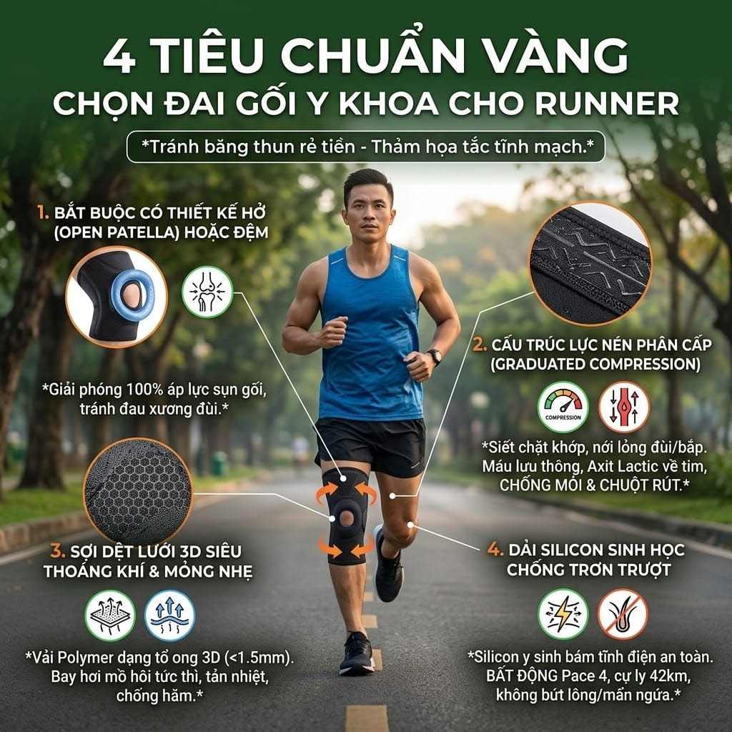 4 Tiêu chuẩn chọn đai gối y khoa cho Runner