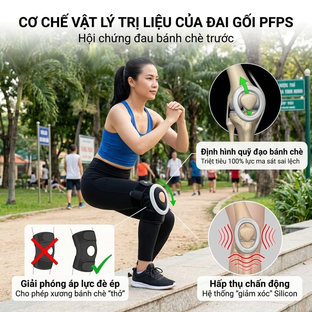 Cơ chế vật lý trị liệu của đai gối hội chứng đau bánh chè trước