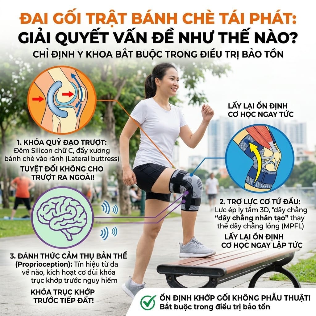 Đai gối trật bánh chè tái phát giải quyết vấn đề như thế nào?