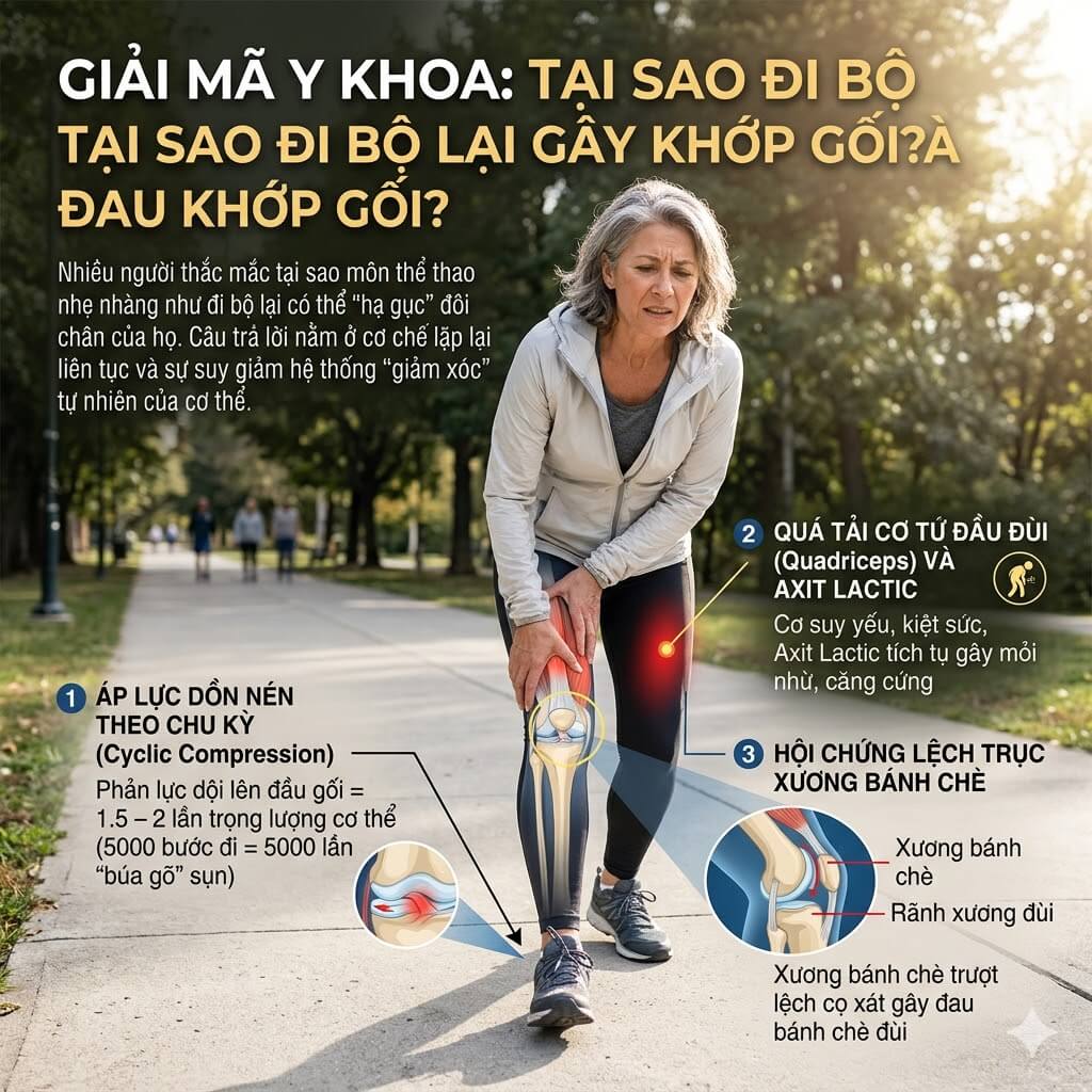 Giải mã Y khoa: Tại sao đi bộ lại gây mỏi và đau khớp gối?