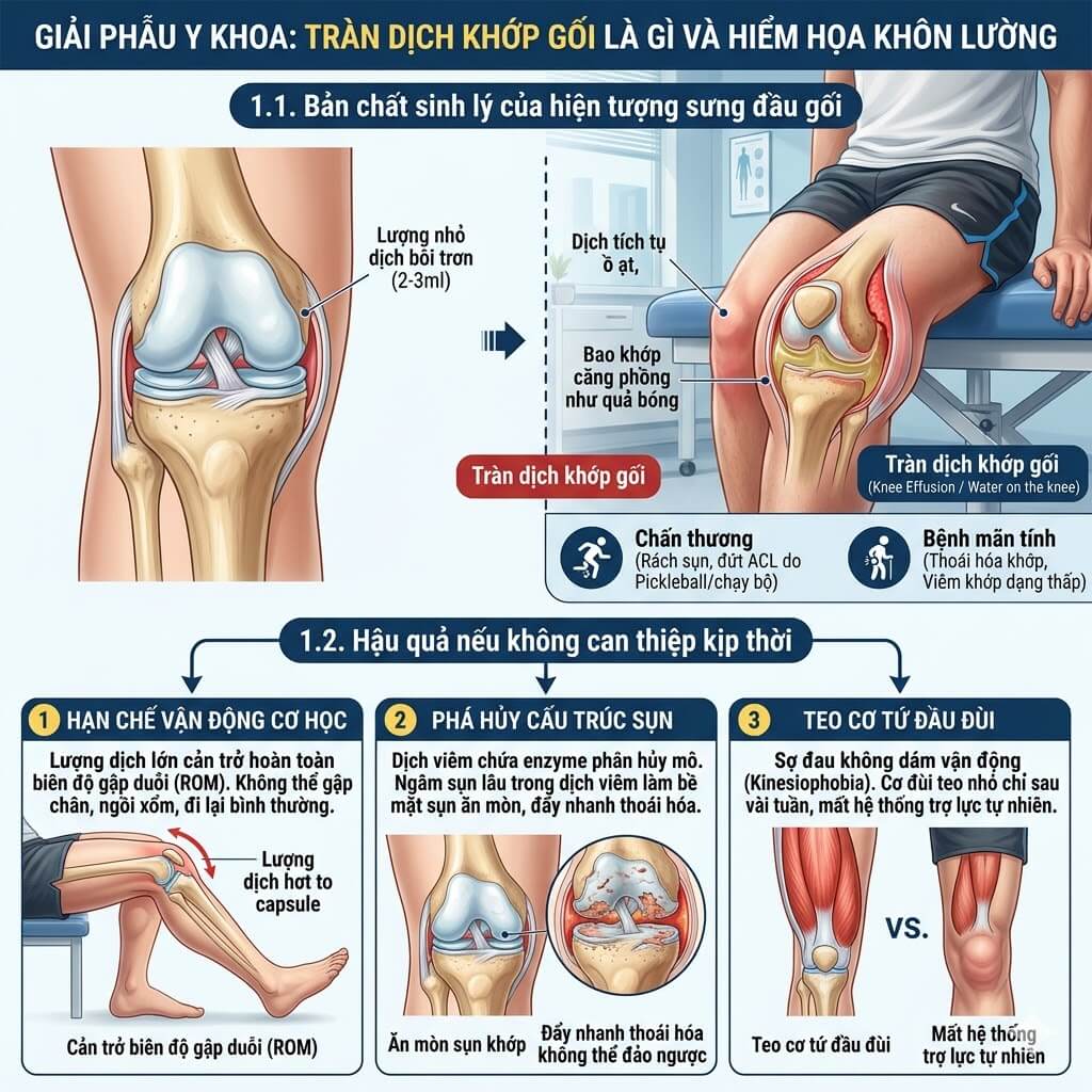 Giải phẫu y khoa: Tràn dịch khớp gối là gì và hiểm họa khôn lường