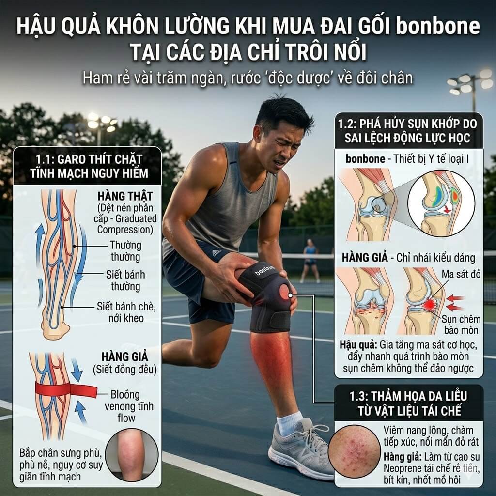 Hậu quả khôn lường khi mua đai gối bonbone tại các địa chỉ trôi nổi
