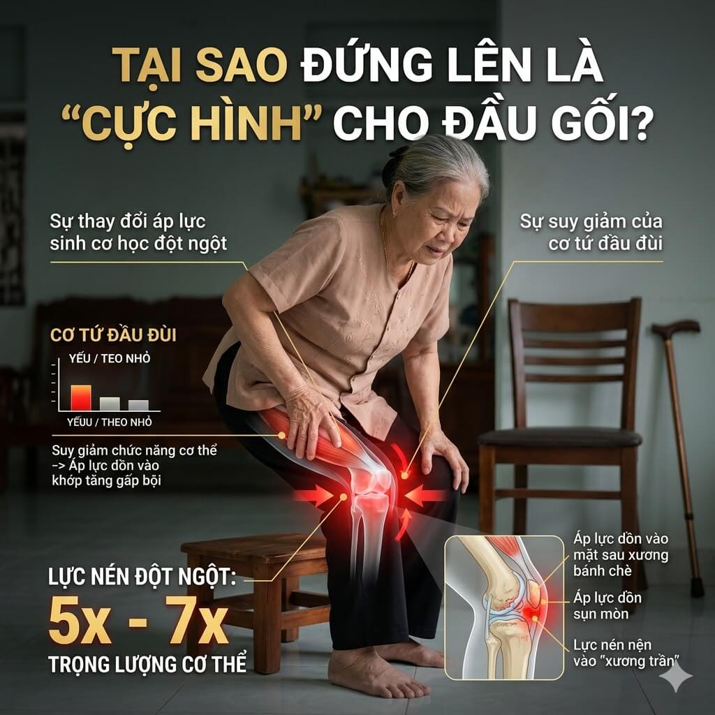 Tại sao đứng lên ngồi xuống lại là "cực hình" cho đầu gối?