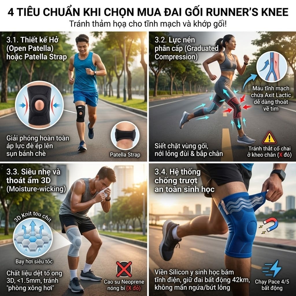 Tiêu chuẩn khi chọn mua đai gối Runner's Knee
