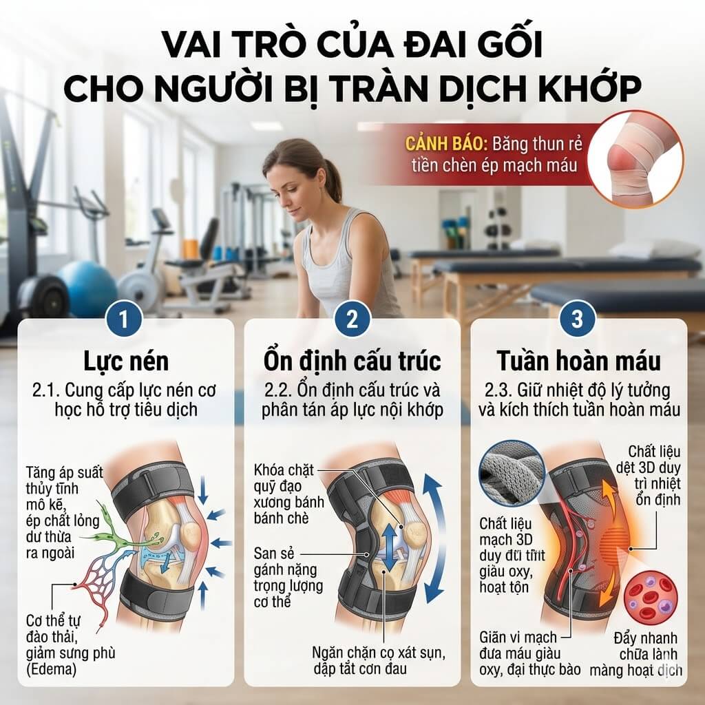 Vai trò của đai gối cho người bị tràn dịch khớp