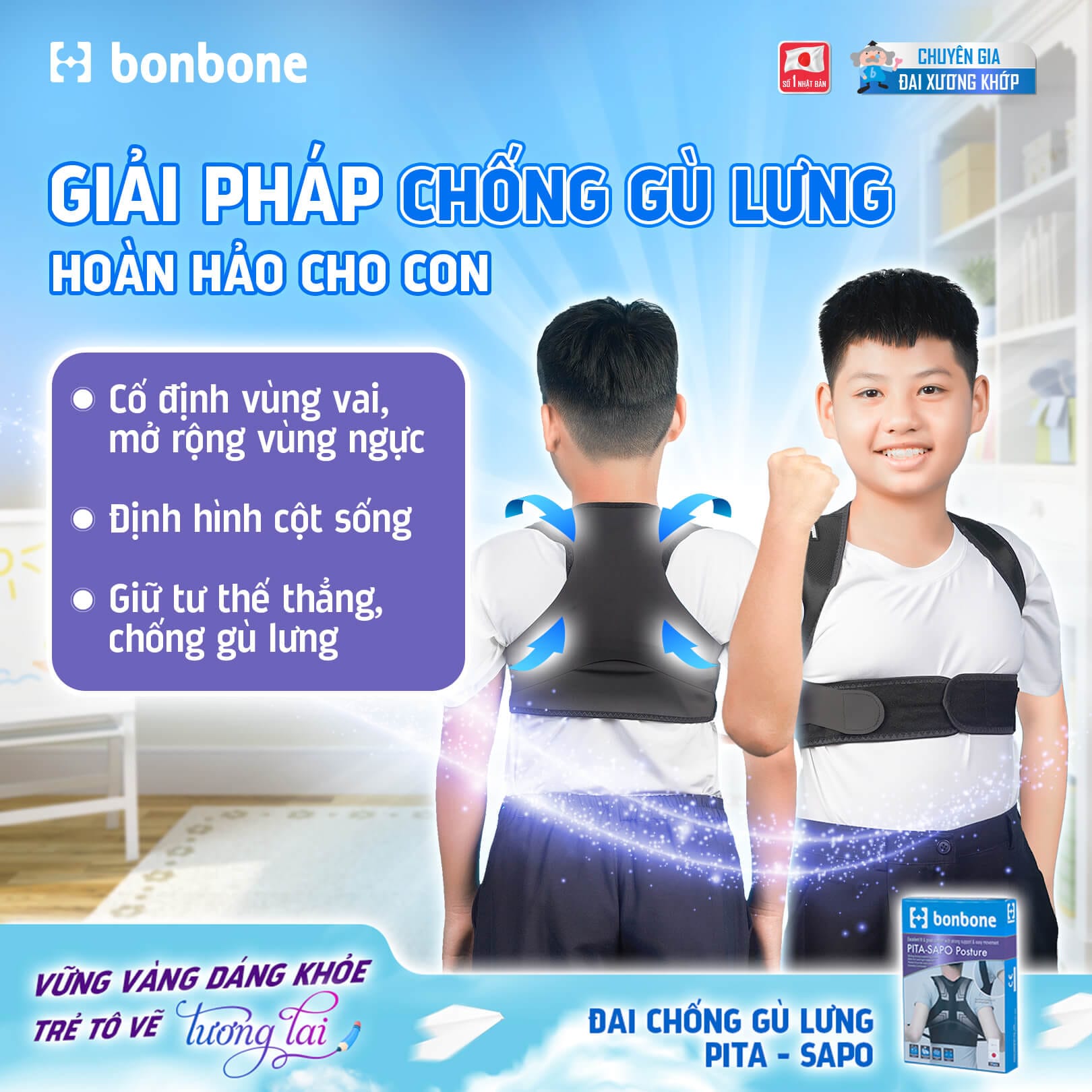 Đai chống gù lưng trẻ em bonbone Pita Sapo: Lợi ích và cách sử dụng hiệu quả