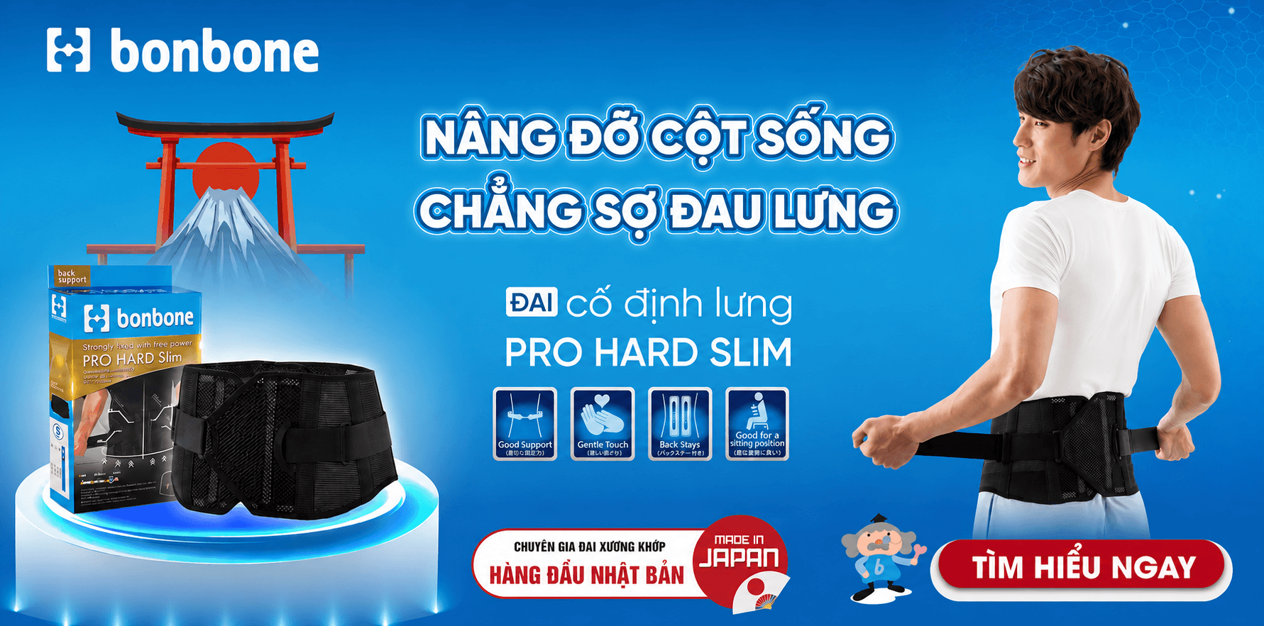 Đai lưng cột sống bonbone Pro Hard Slim