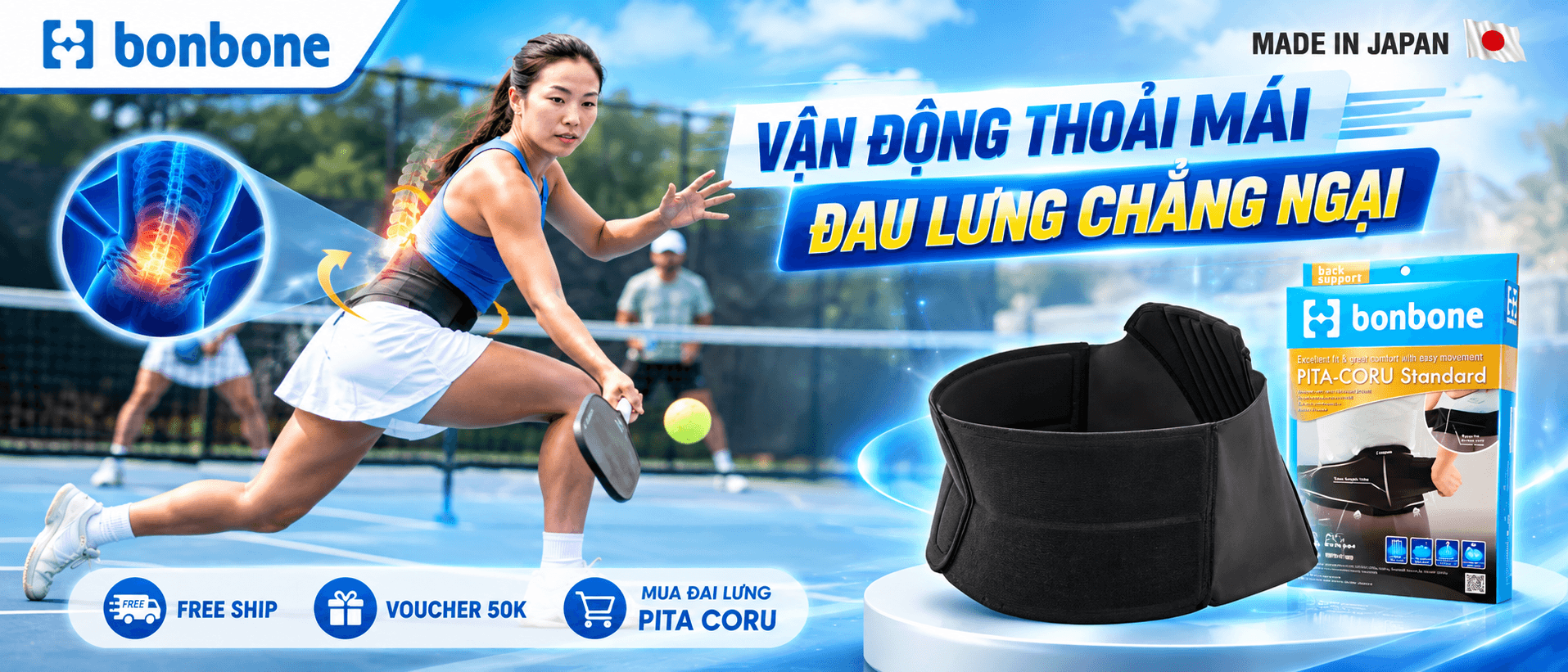 Đai lưng cột sống bonbone Pita Coru